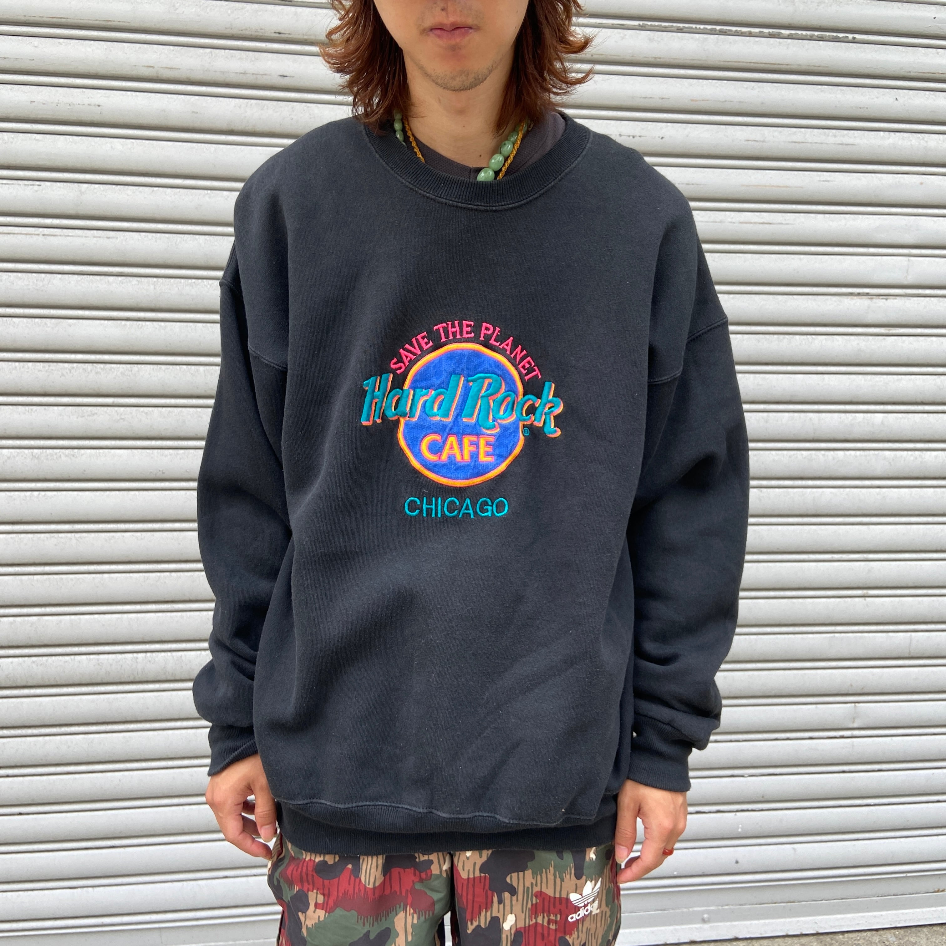 hectic 「real」スプレーロゴスウェット 黒L 90s