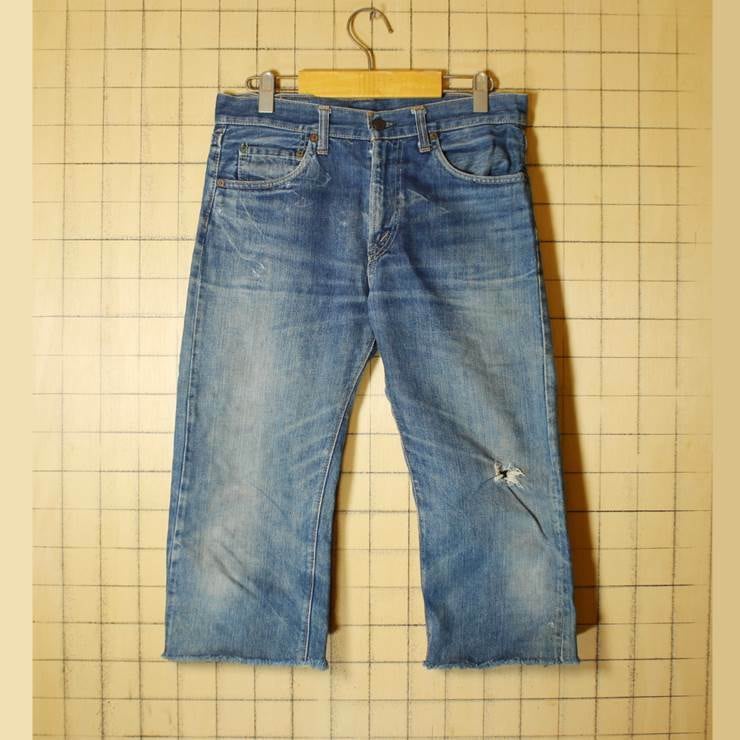 USA製 60s 70s Levis 805-0217 リーバイス パンツ カットオフ ジーンズ デニム パンツ ブルー W31 TALON ショーツ  古着　010219aw32