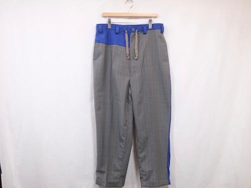 HOMELESS TAILOR”ASYMMETRY WIDE PANTS Check×Blue”