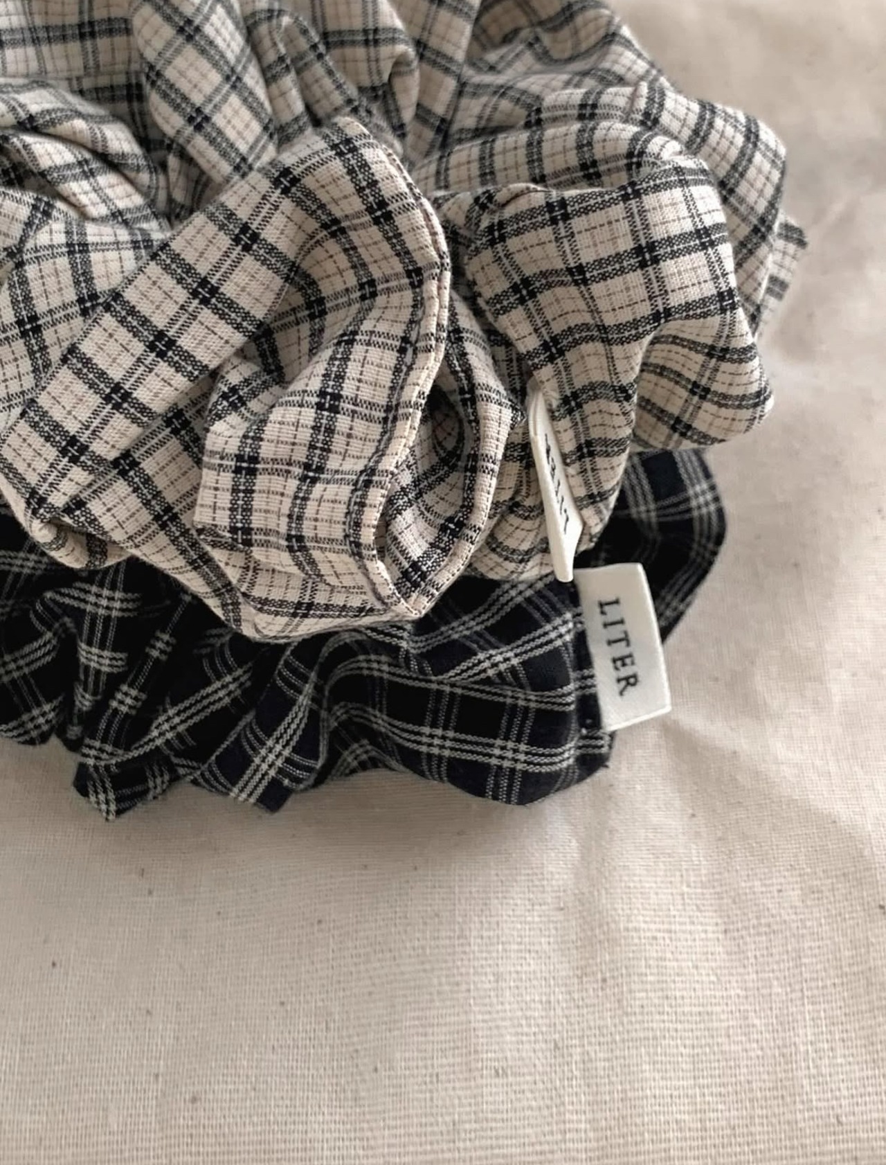 (LITER) mini check scrunchie / 2color
