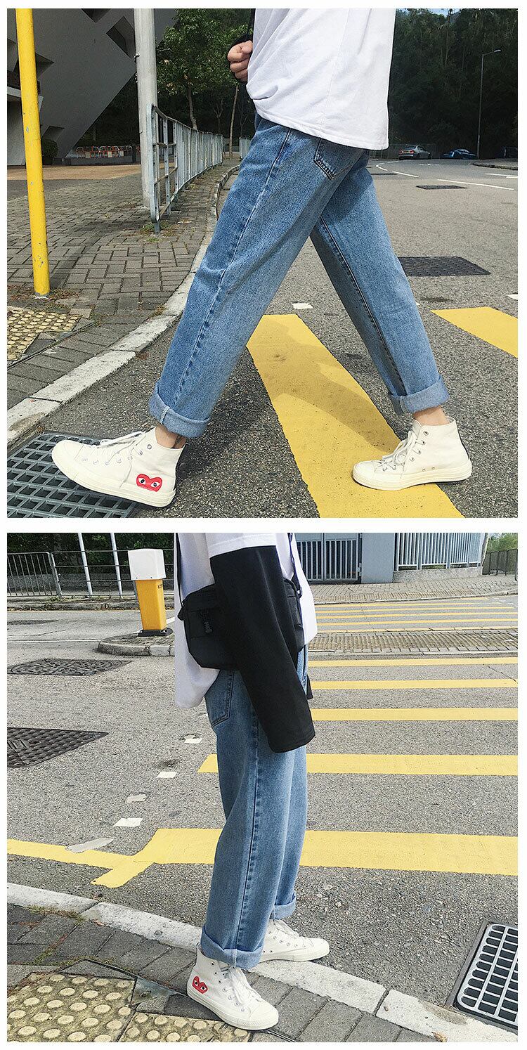 全1色 デニム パンツ ストレート カジュアル シンプル 無地