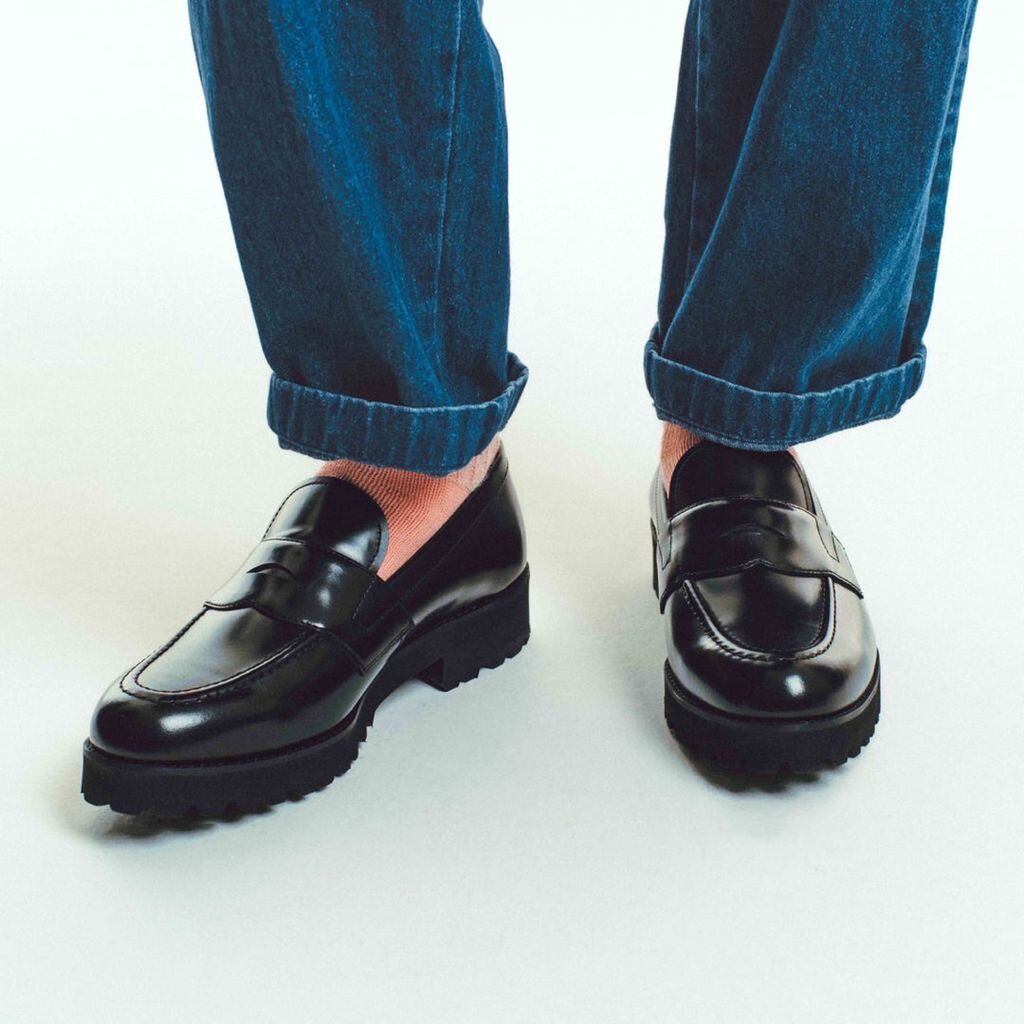 KENFORD MENS TANK SOLE LOAFERS / BLACK | MAROON WEBSTORE