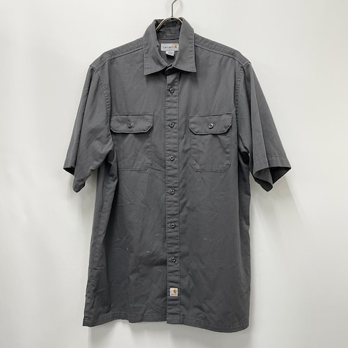 古着 送料無料 カーハート Carhartt ワークシャツ 半袖シャツ グレー L