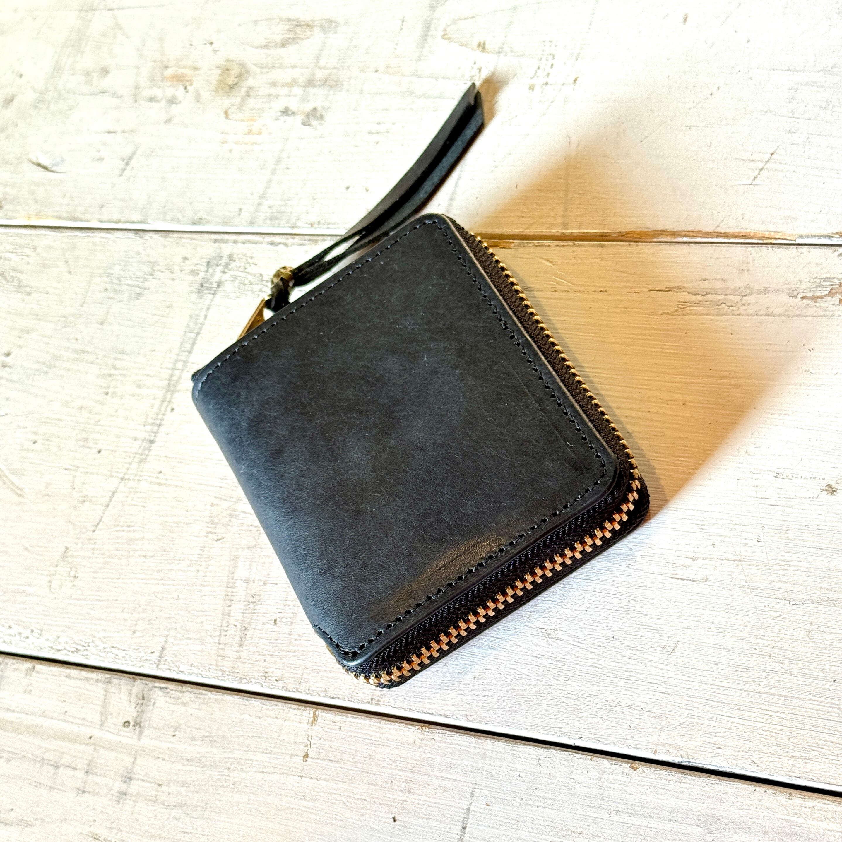 YONZY Factory RZミニウォレット スクラッチレザー牛革 ブラックYZRZMW