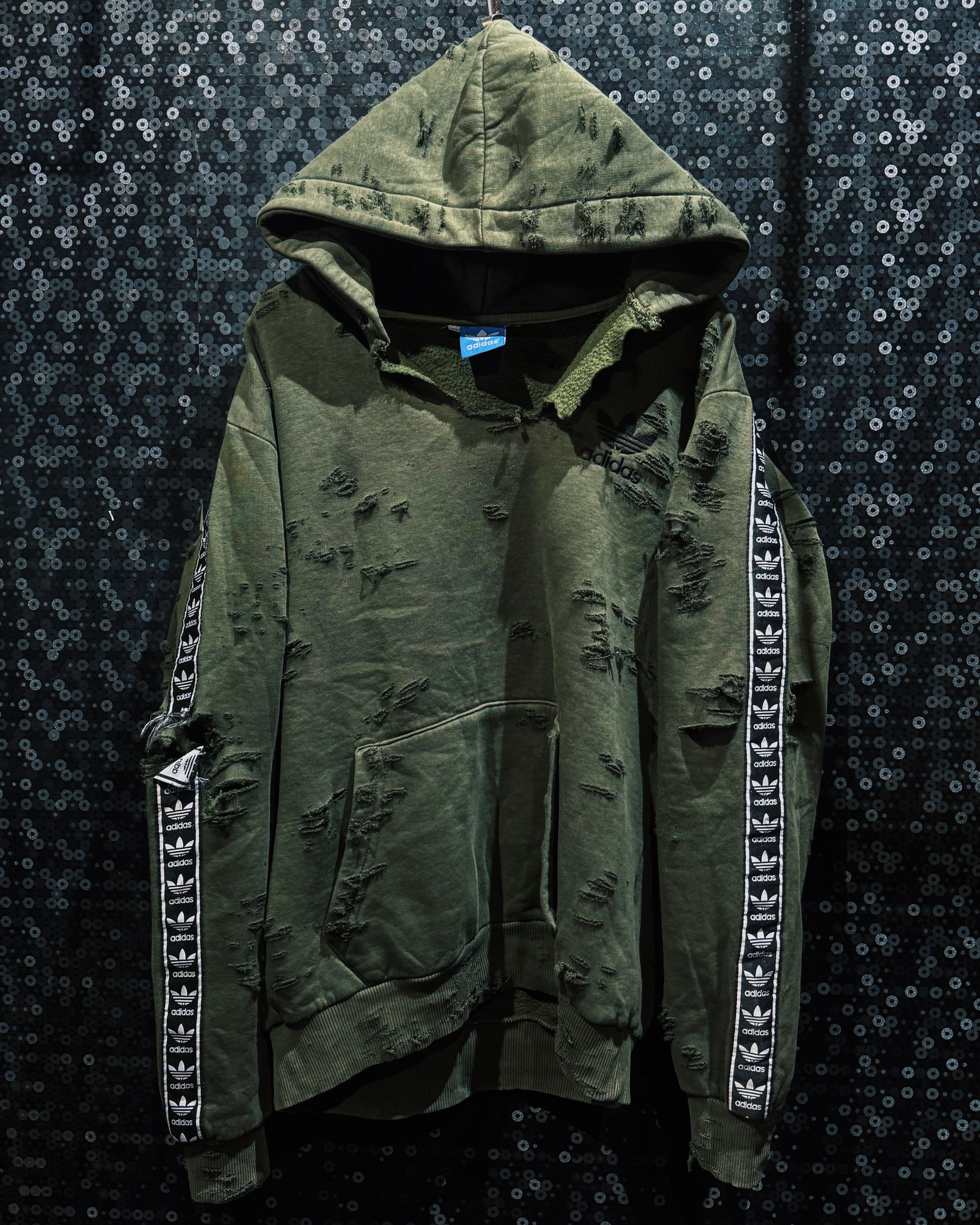 【ÆIEM】original”boro”remake adidas trefoil tape damaged hoodie