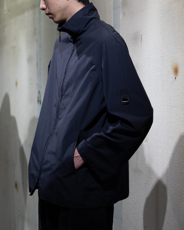 ~2000s "RAMOSPORT" sleeve designed nylon × cotton high neck zip up jacket / From FRANCE