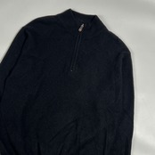 カシミヤ100% Vintage Club ヴィンテージクラブ デザイン ハーフジップ ニット セーター M/ブラック メンズ