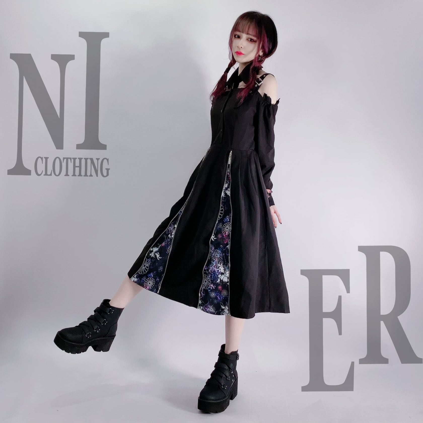 オフショルダー2WAYワンピース【和柄九尾】 | NIER CLOTHING