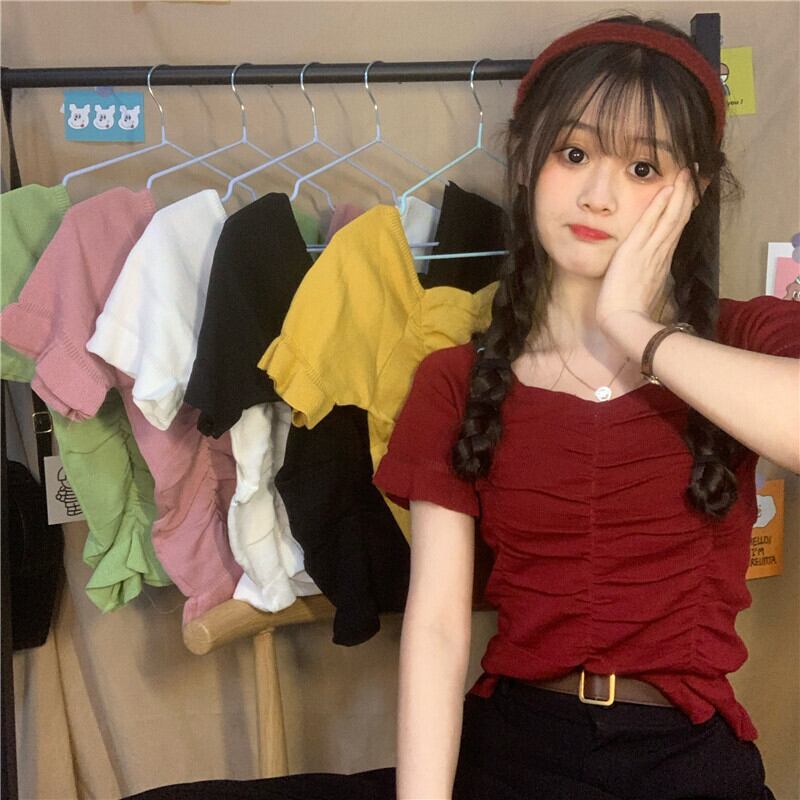 スタイルニットTシャツ シャツ サマートップス 大人ガーリー スウィート キュート カジュアル 夏物 スクウェア YY-ファッション13286392226