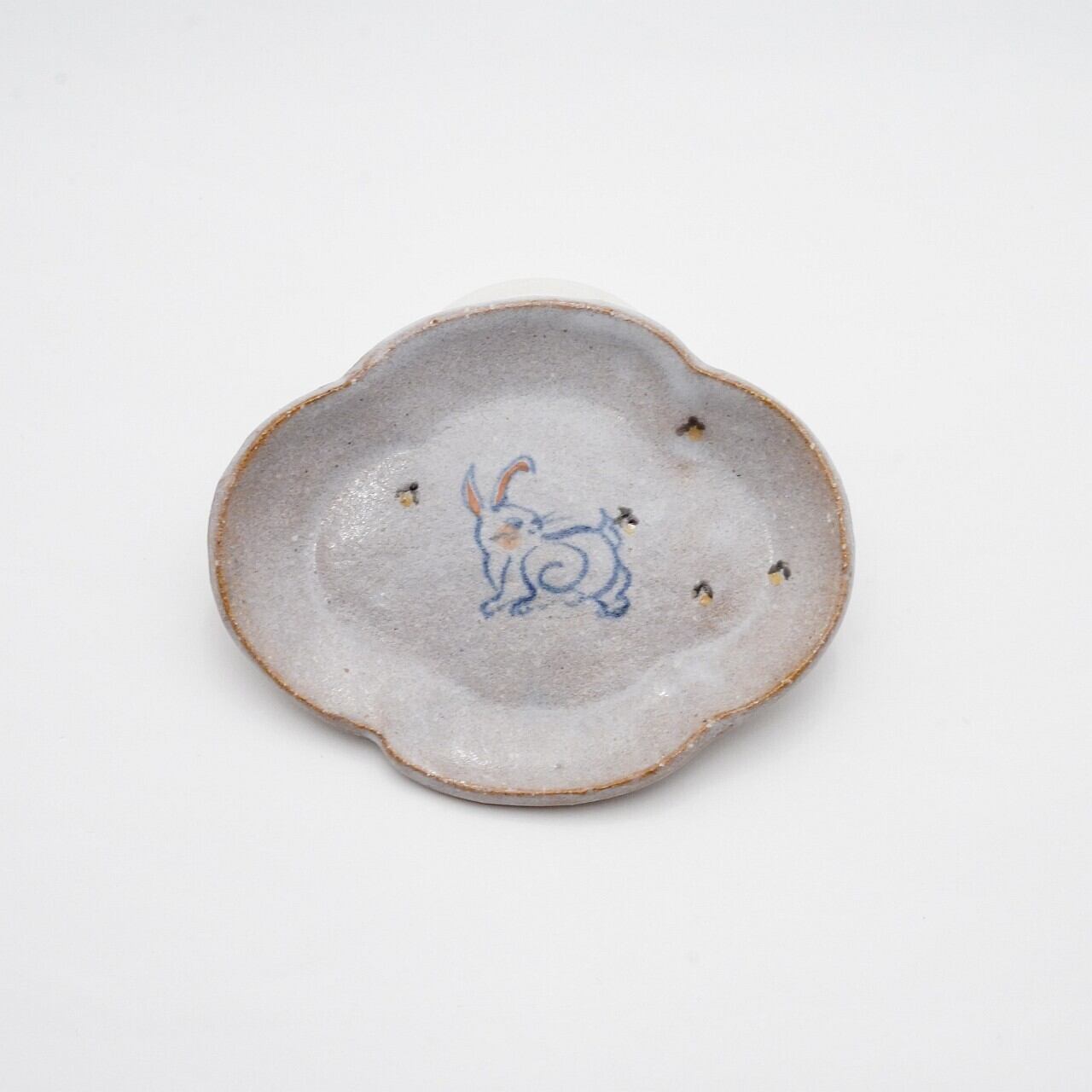 【陶彩工房Canoe】「うさぎ」木瓜型豆皿 34-B