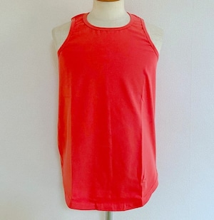 Long Length Tank Top(Spandex Cotton Jersey)【round model】　Orange Pink