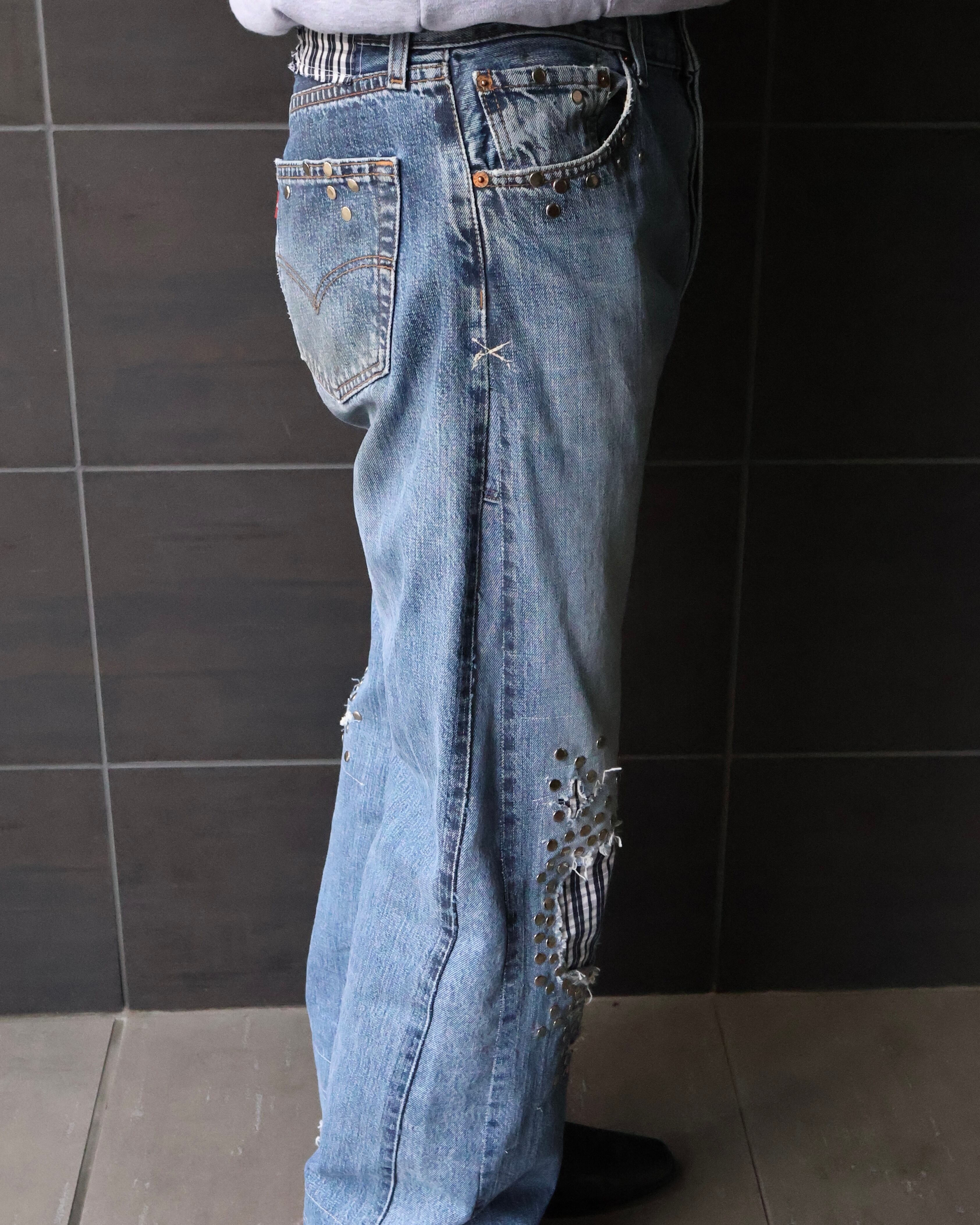 Hannah Creak】Studded Jeans Wide Leg | blendmarket