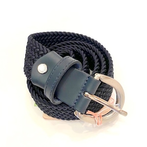 30MM ELASTIC MESH BELT　Navy / Navy Leather