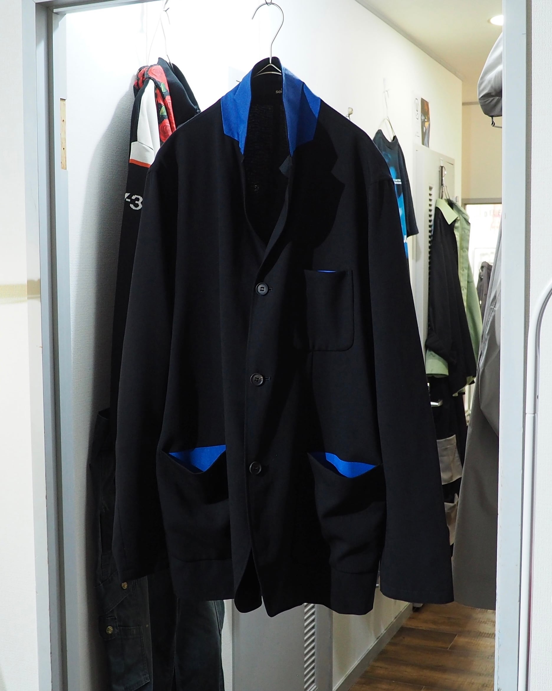 2000s ” sec ” Beautiful Light Blue switching Tailored jacket