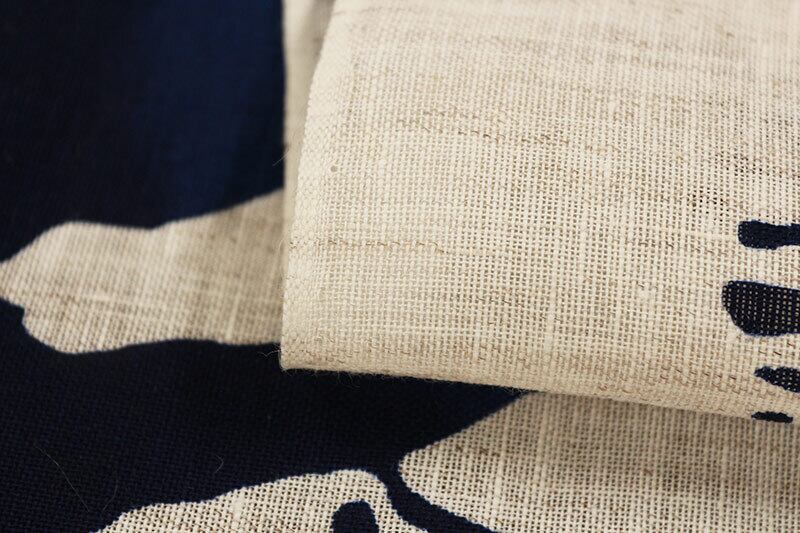 麻のれん 注染 藍染 波に千鳥 万葉舎 | Tamao Kyoto