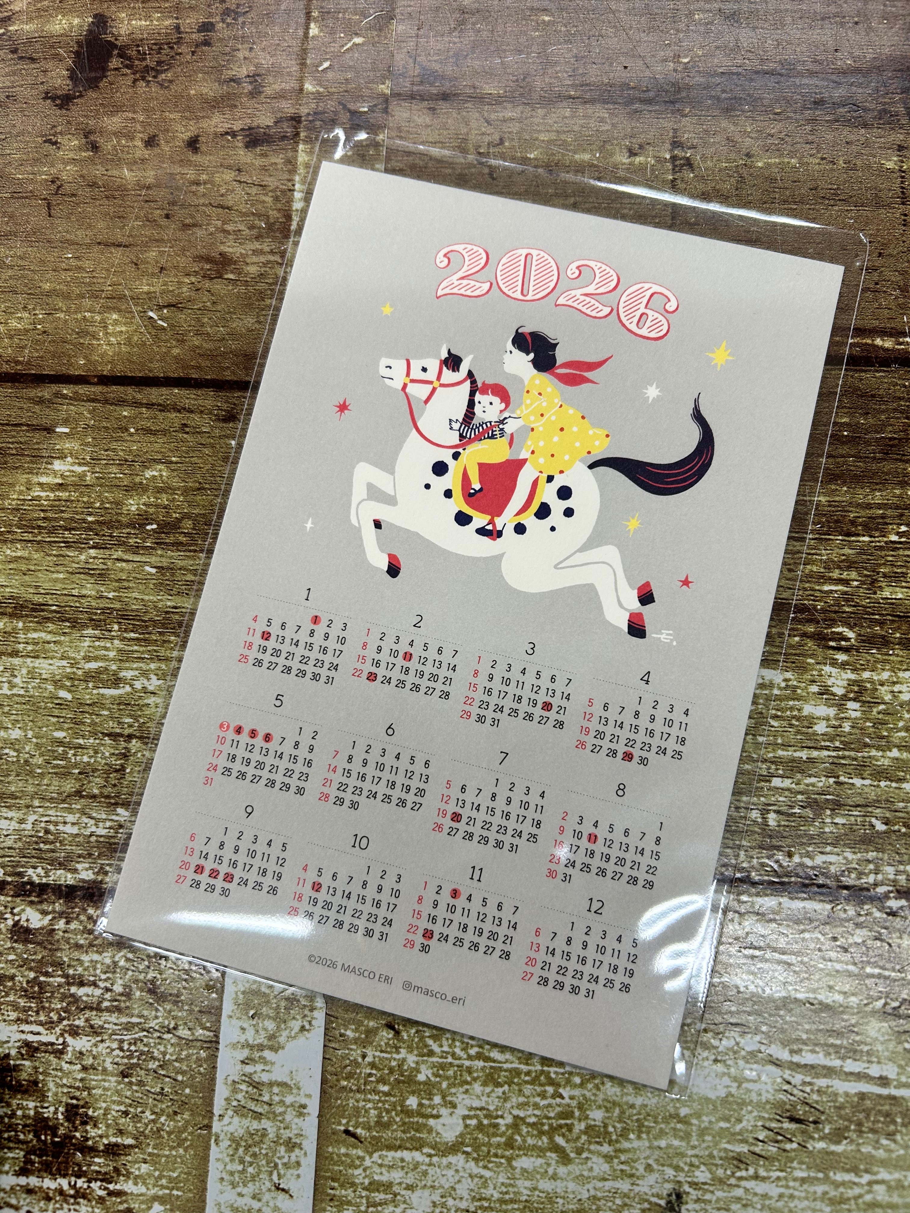 2026年カレンダー ますこえり ポストカードサイズ | enne 雑貨と文具