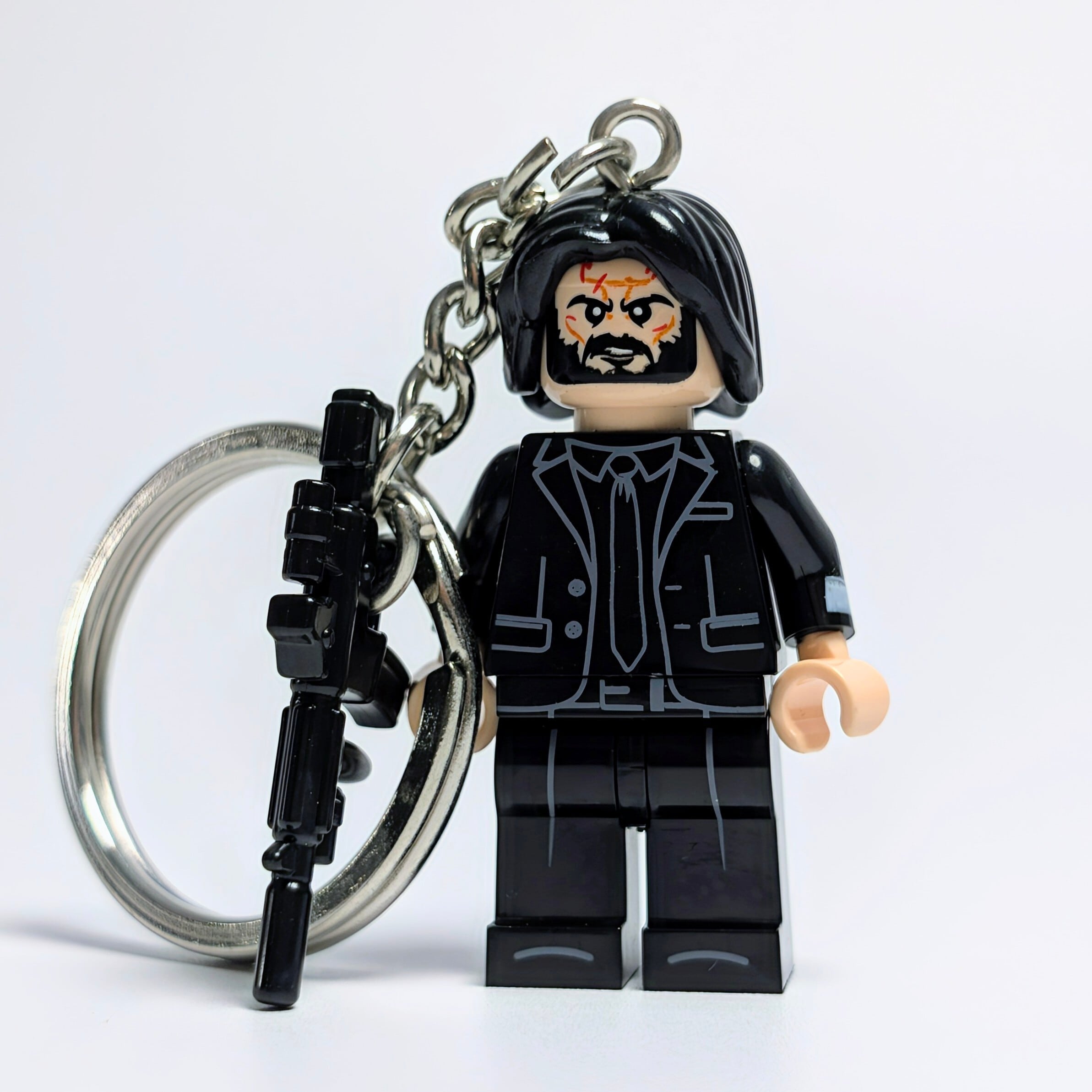 ★ブロックフィギュアキーホルダー★【 John Wick ( ジョン・ウィック ) 】 Johnathan Wick / ジョナサン・ウィック / キアヌ・リーブス 〚アメリカン雑貨 アメトイ〛