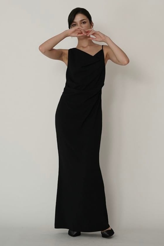 KINO THE KEI asymmetry drape cami dress アシンメトリー ドレープ