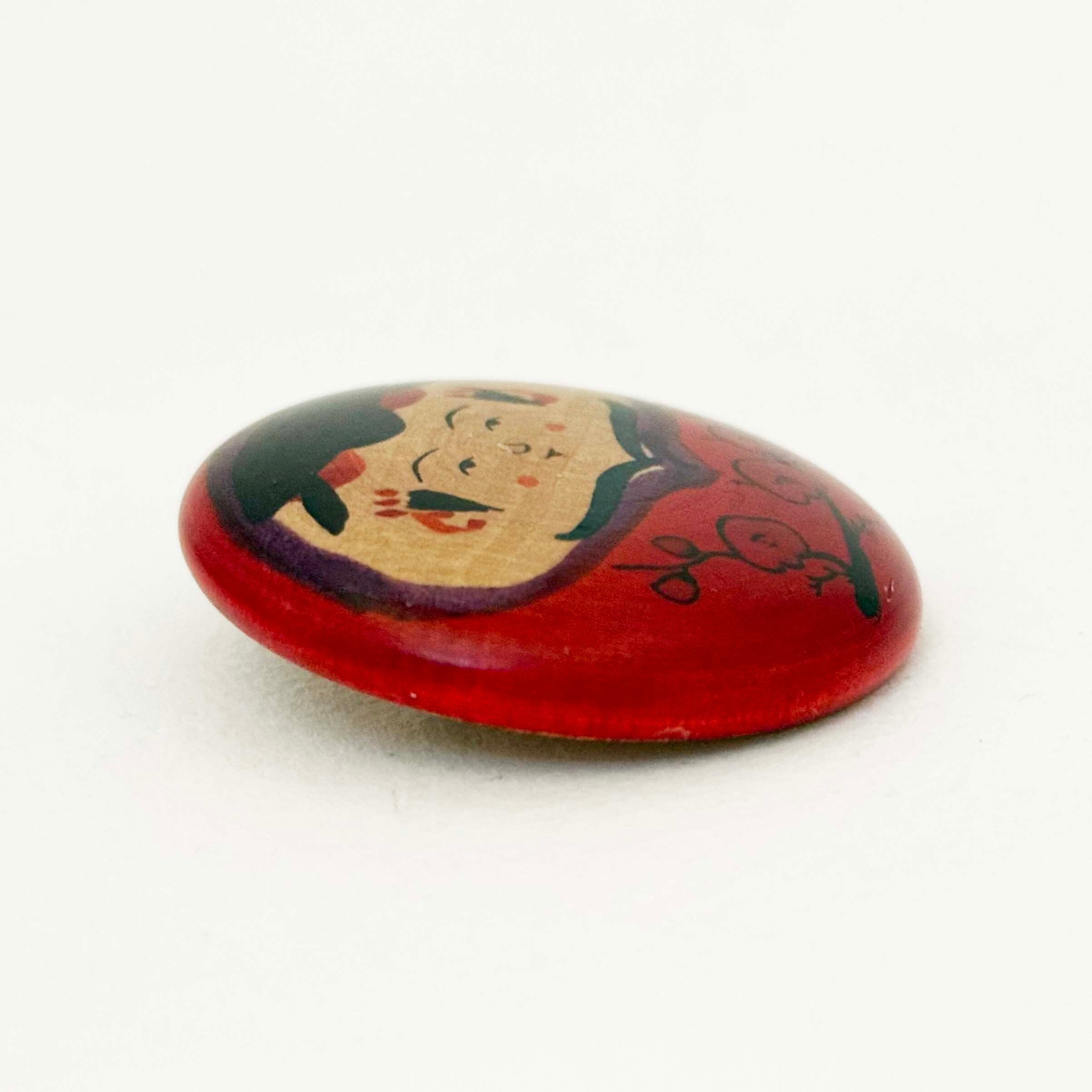 姫だるま木地バッヂ（弥治郎系 / 佐藤英之工人）