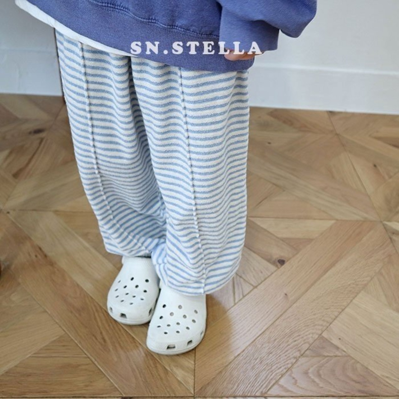 【SN,STELLA】ブラザーストライプパンツ ライトブルー 80~130cm - 6