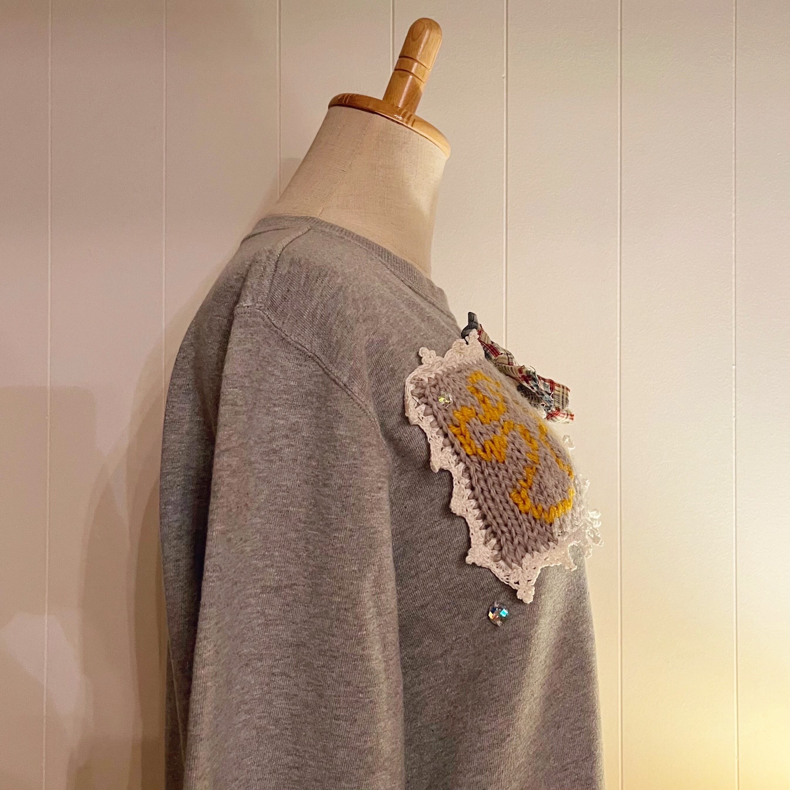 remake / side street light ribbon gray sweat