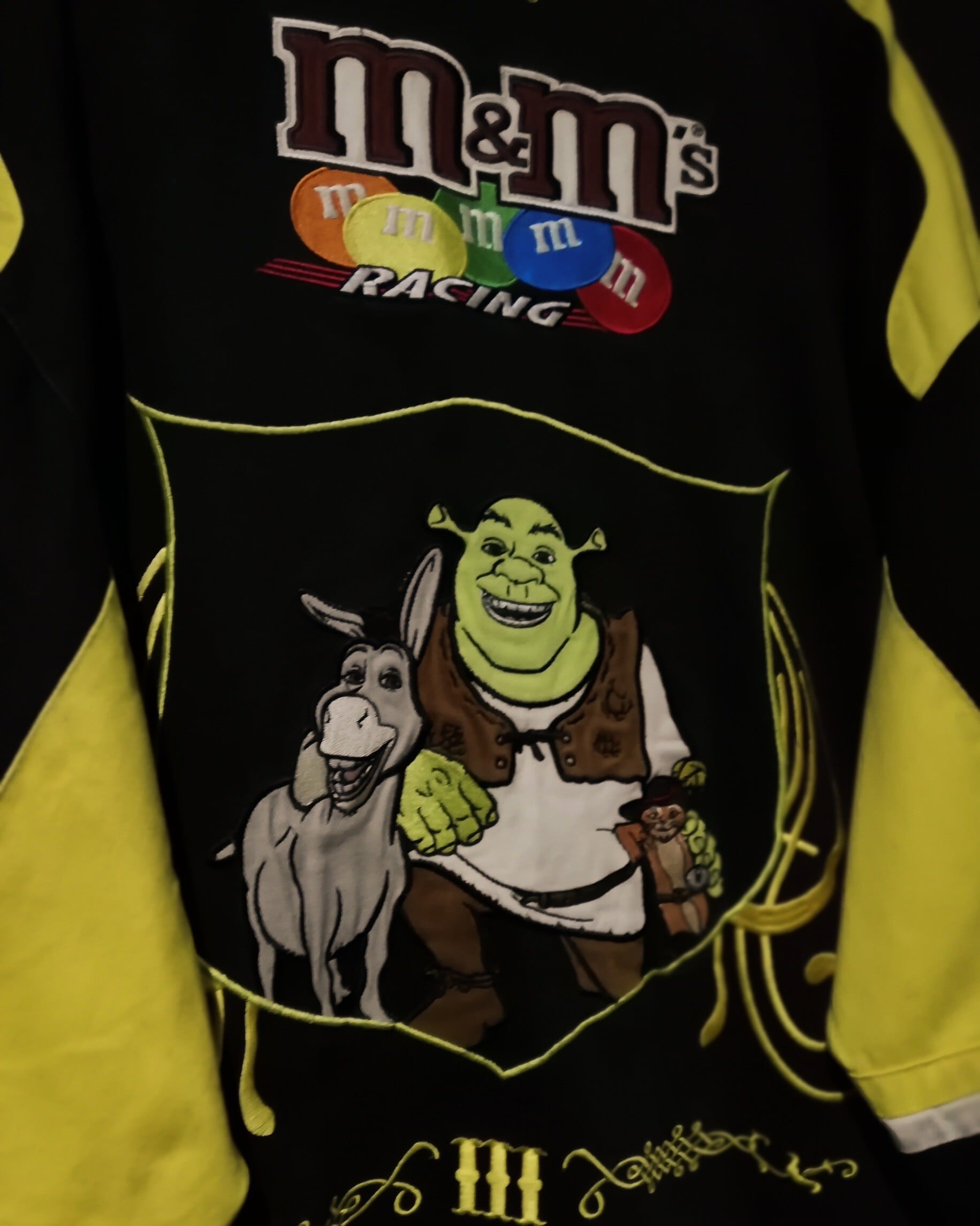 古着　m&m's シェレック刺繍ジャケット WEAPON VINTAGE】m&m's × Shrek Design Vintage Loose Racing