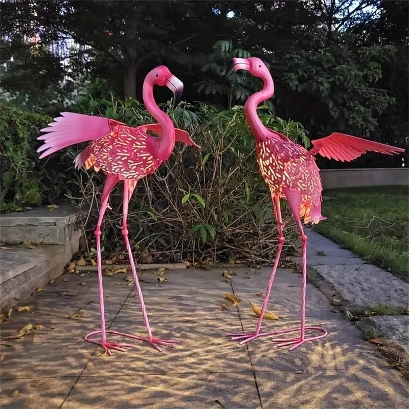 ガーデンオーナメント 置物 オブジェ ガーデンライト フラミンゴ