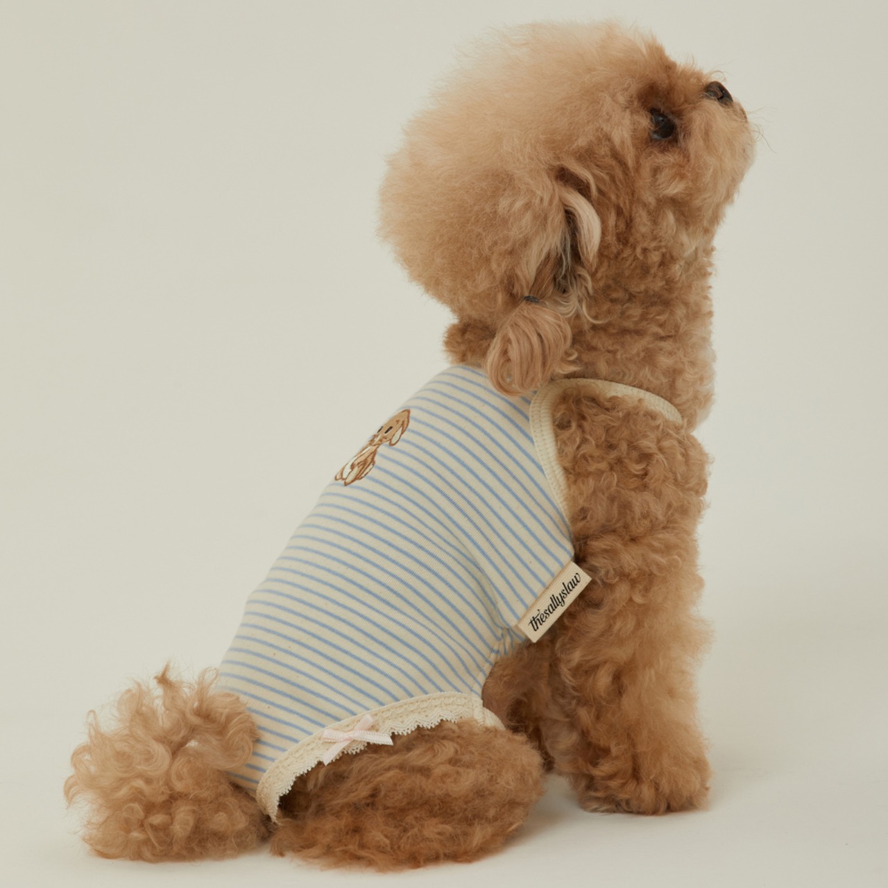 【予約】[ thesallyslaw ] Bunny Romper｜Blue Milk Stripe - 5
