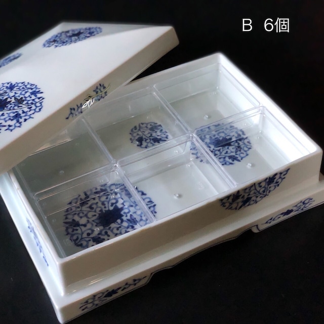 D-041　錆絵唐草　新磁器膳（深型）蓋付（真田紐・中子24個サービス）