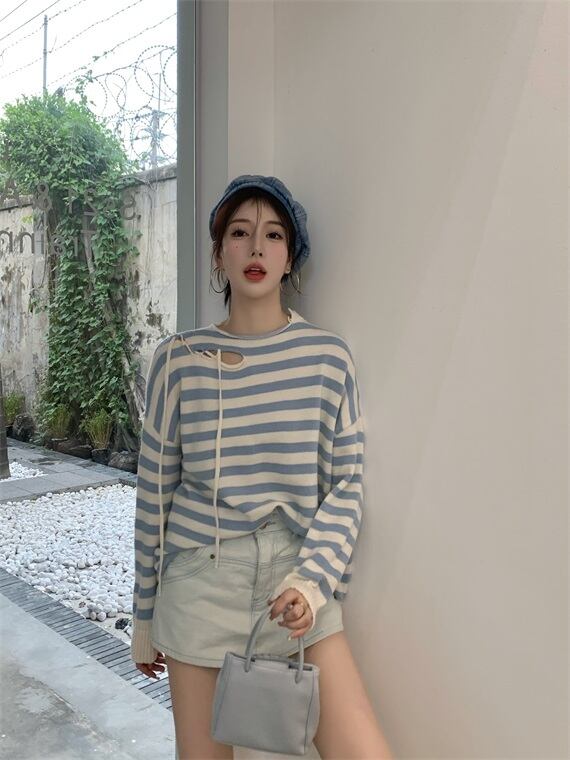 ストライプルーズセーター トップス ガールズファッション84127799035