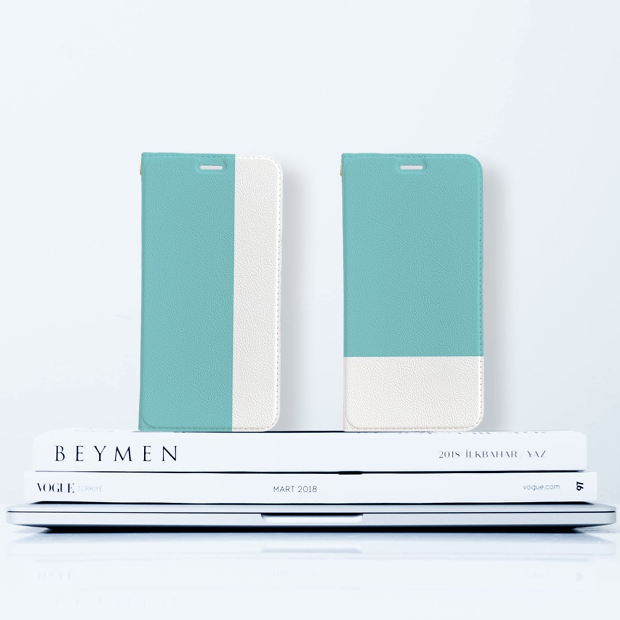 バイカラー ティファニーブルー風 iPhoneケース 手帳型ケース | LUCK OUT