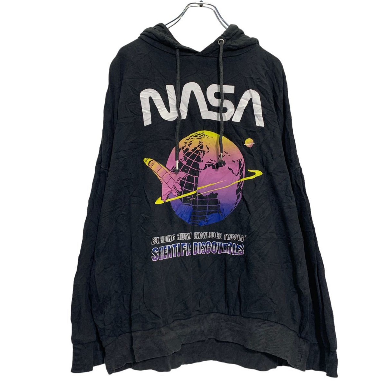 H&M プリント スウェット パーカー M ブラック ホワイト エイチアンド 
