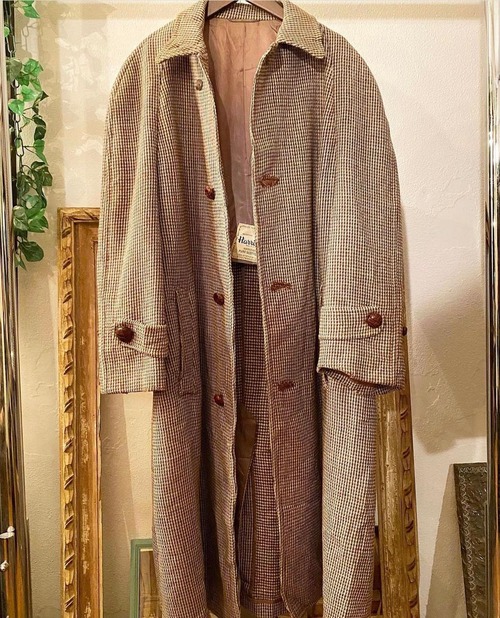 70s Harris Tweed bal collar wool coat