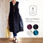 【S-8L】カシュクール ノースリーブワンピース リネン