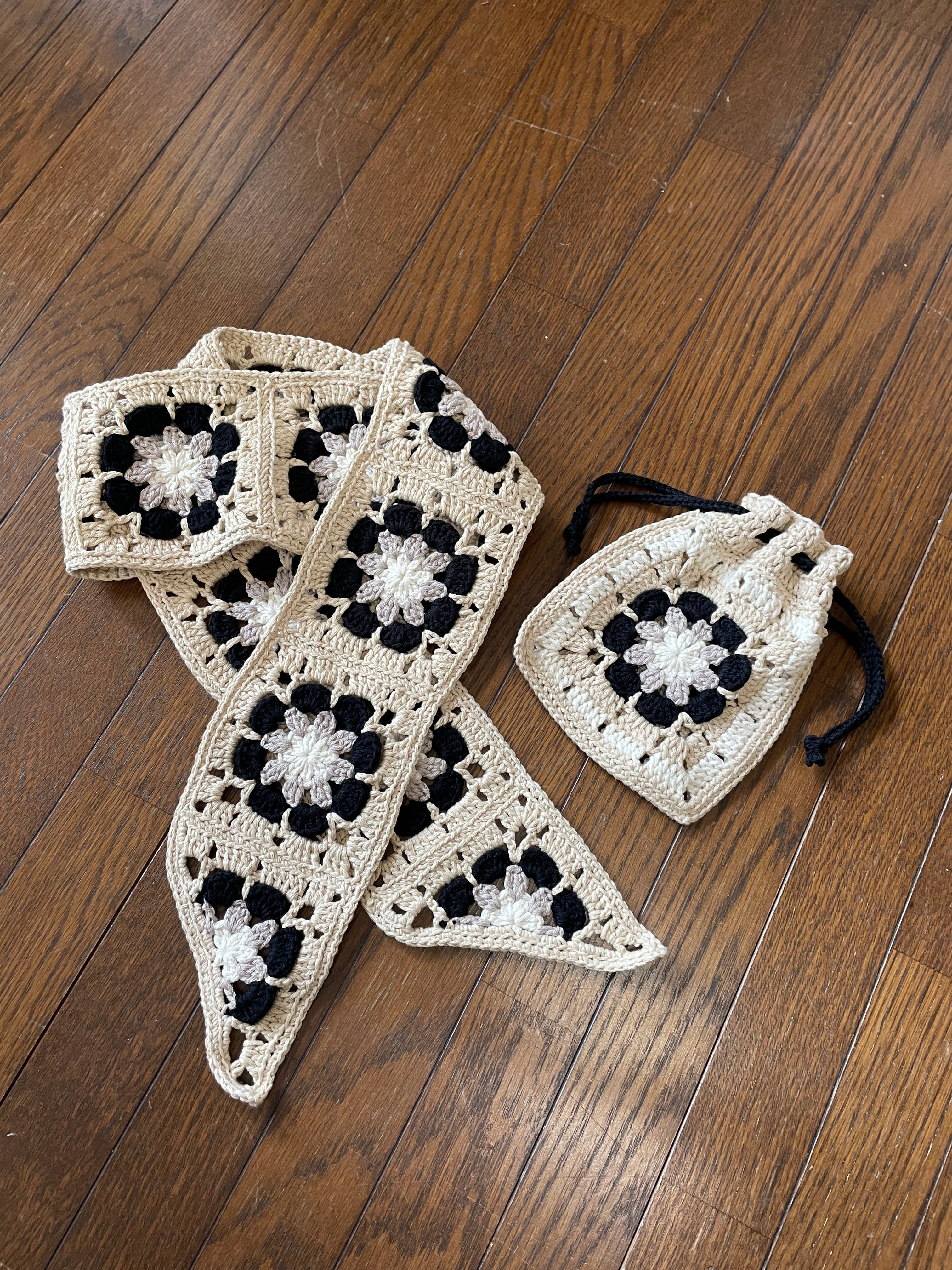 135 かぎ針編み☆ナチュラルモノトーンモチーフのストール | Knitting