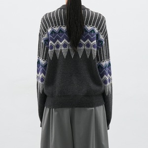 loose fit fair isle knit　J00251