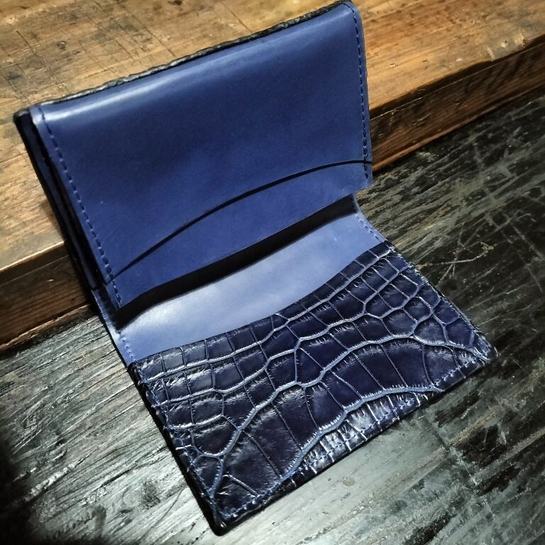 藍錆藍鉄スモールクロコダイル名刺入れ | FREAK LEATHER ARTISAN