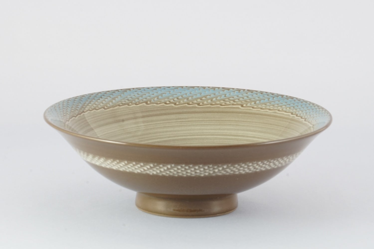 刷毛目鉢/青木亮/陶器 平鉢(中) 刷毛目 さざ波 | 陶房亀岡