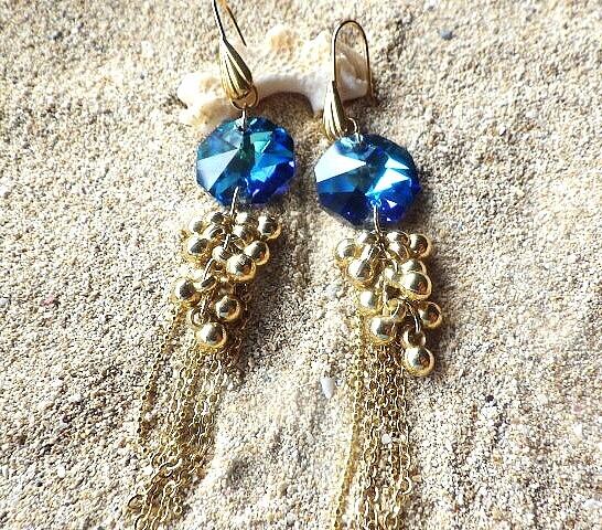 Bermuda Blue Jellyfish＊ バミューダブルーガラスとシャラシャラ