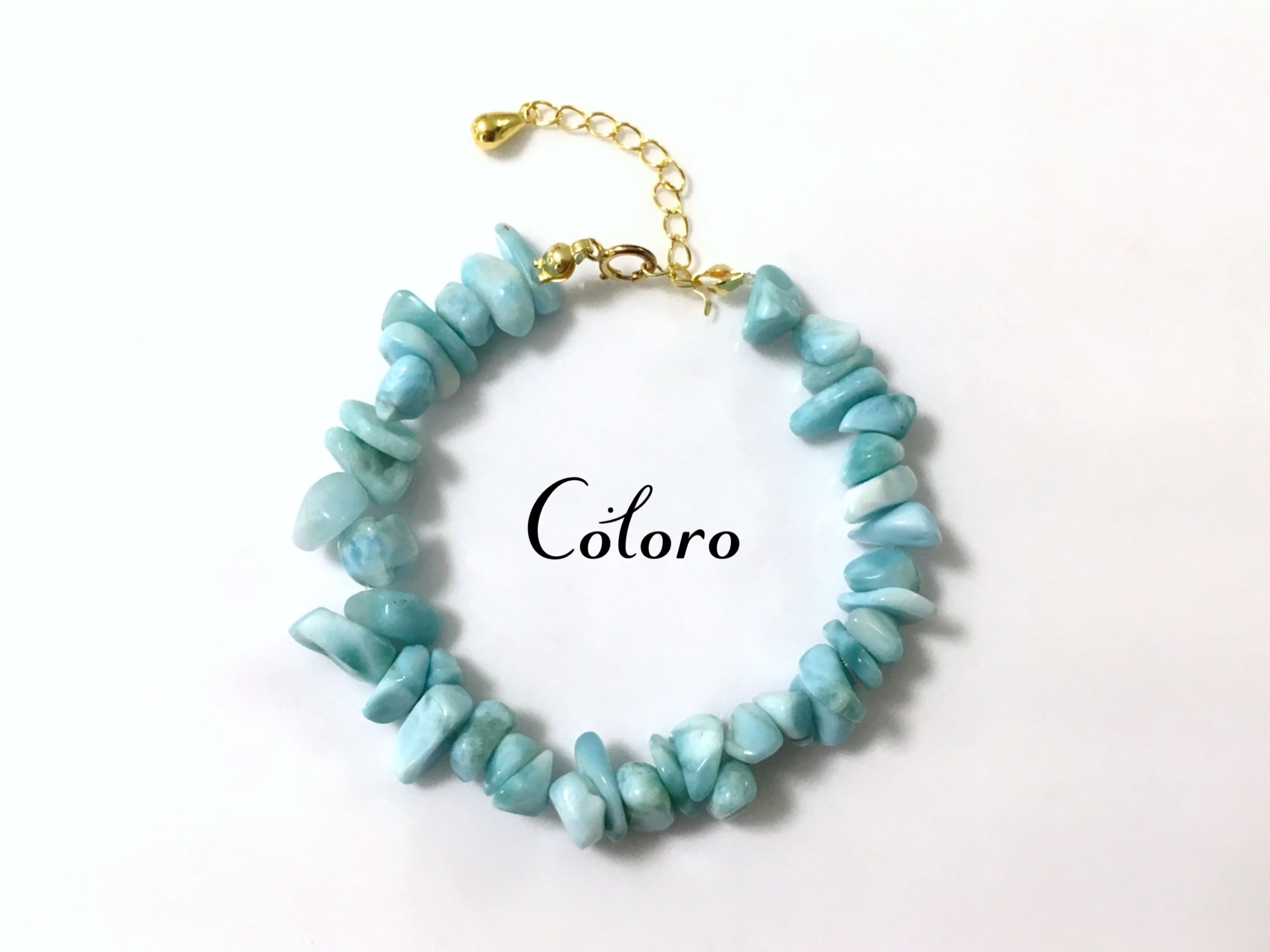 デザインブレスレット　ラリマー＆ベージュサゲニティッククォーツ　可愛い デザインブレスレット ラリマーアンドベージュサゲニティッククォーツ