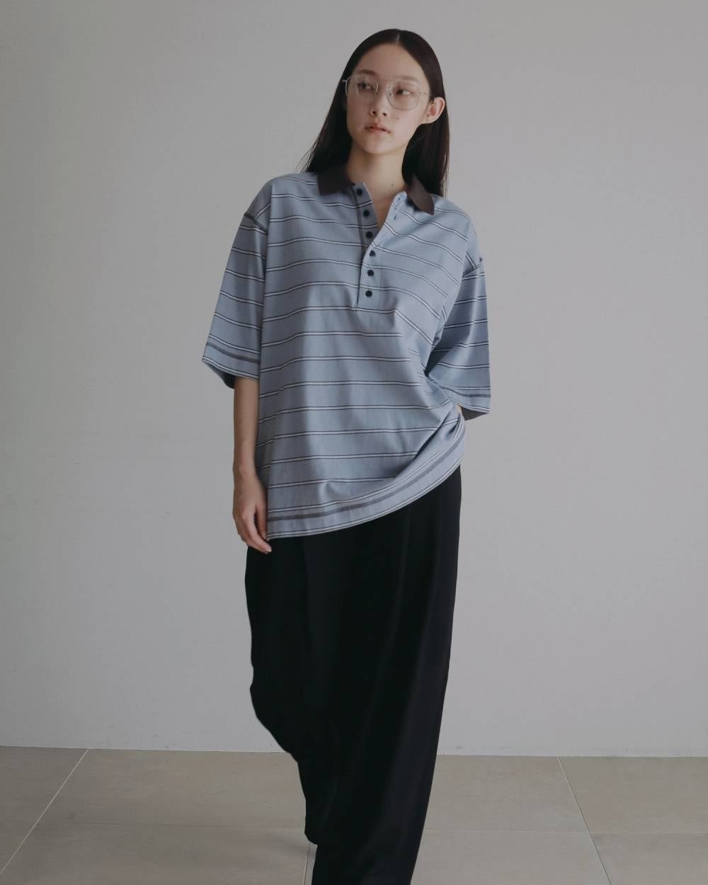 anuke アンヌーク Sheer Border Knit ネイビー anuke 】Border Loose