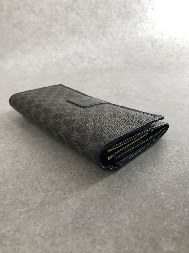 CELINE セリーヌ マカダム 財布 ブラック ブラゾン型押し PVC 長財布 vintage ヴィンテージ オールド d3z87w