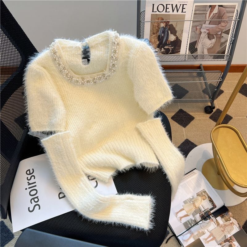 【tops】パールニットセーターアームカバー付き M26419