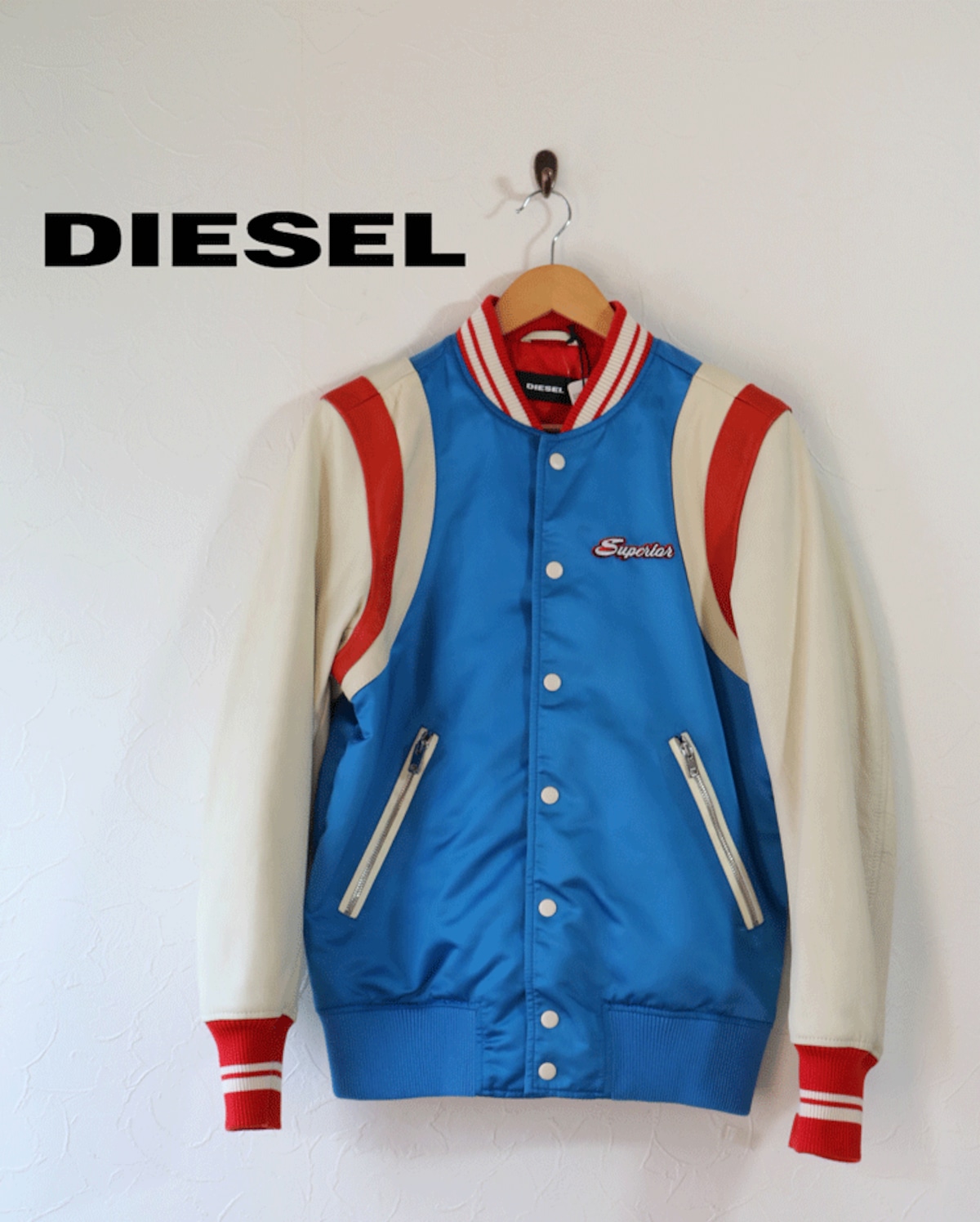 ジャケット/アウター【美品】68,600円 DIESEL 袖羊革×メルトンウール