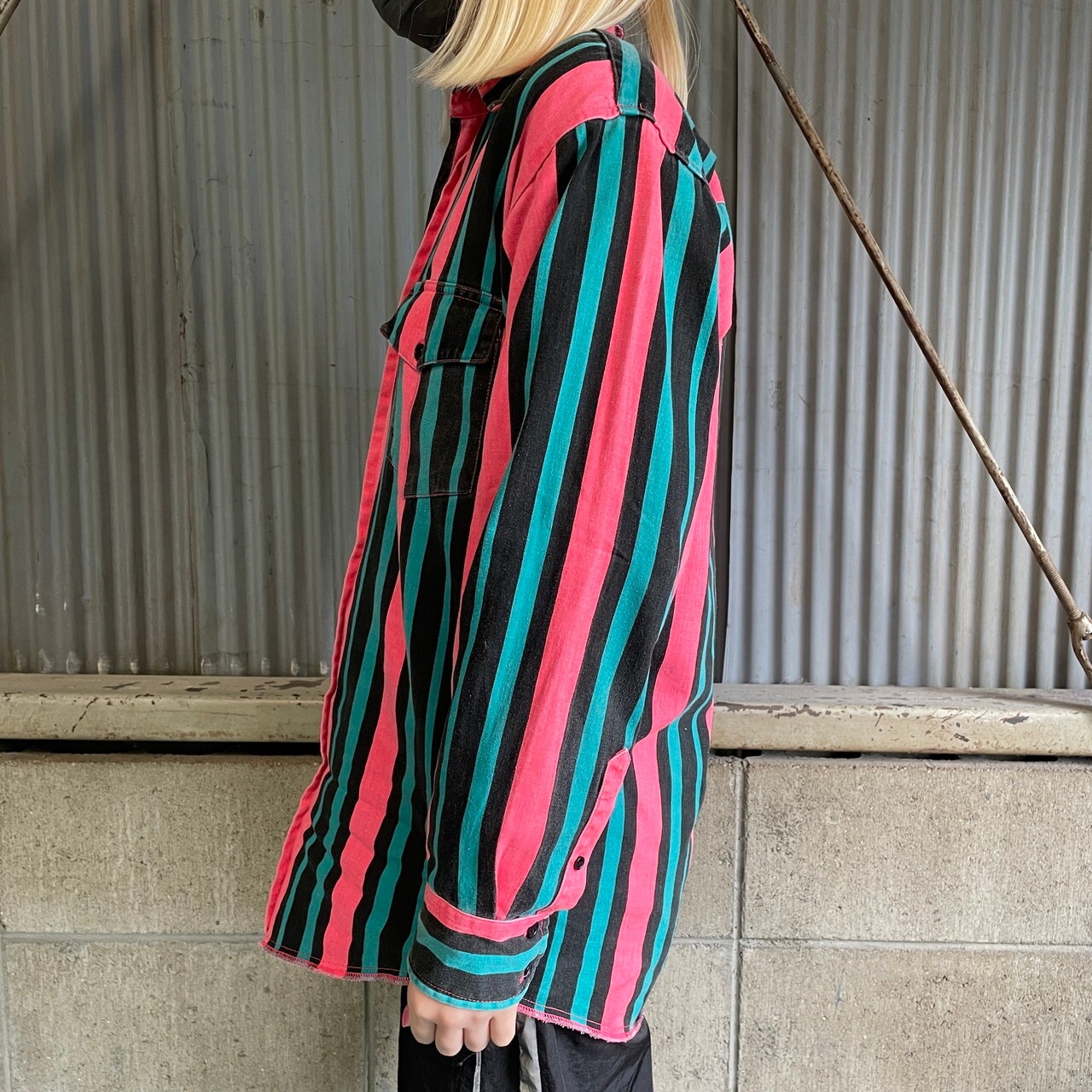 90年代 Saddlebrook 長袖 マルチストライプシャツ ウエスタンシャツ 