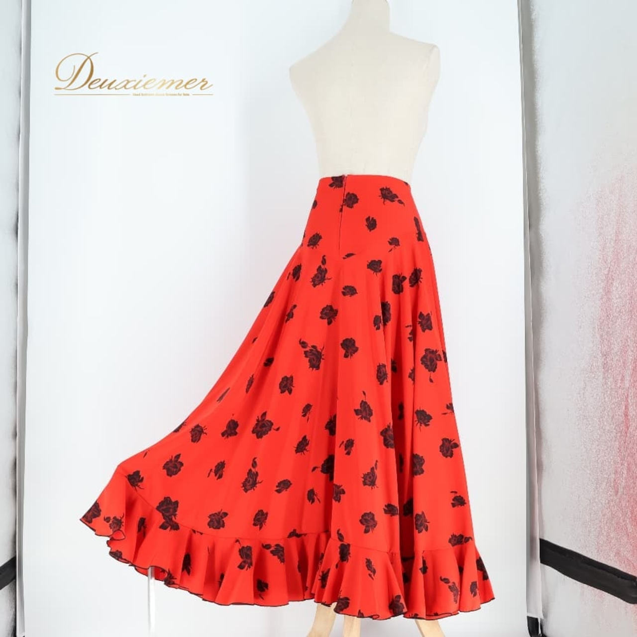 フラメンコ 衣装 チャコット Chacott ペチコート ファルダ スカート ブラック系 レッド系 赤 黒 花柄 フリル 軽い 薄い レッスン 練習着 フラメンコ用 レディース 練習 フラワー 花 薔薇柄 バラ柄 軽量 薄手 花柄スカート ステージ 衣装用