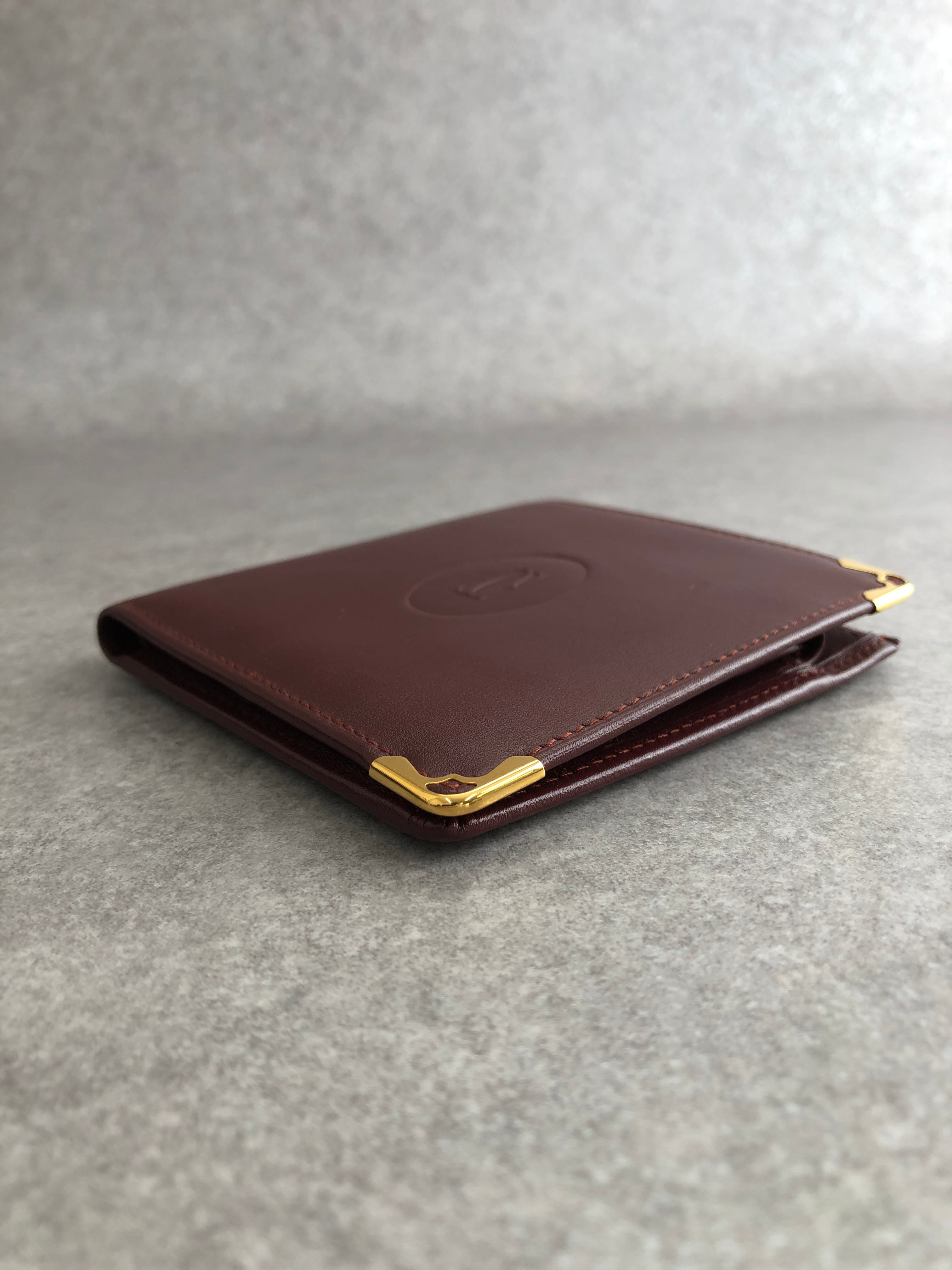 Cartier カルティエ マストライン 財布 ボルドー レザー 2つ折り