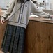レトロチェック柄タックスカート ・12234