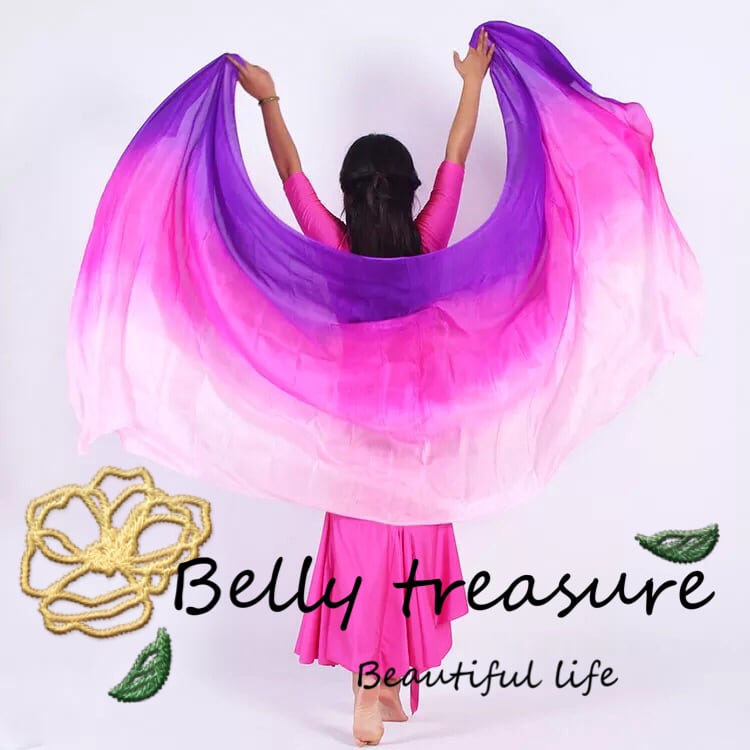 ベリーダンスシルクベール パープル×チェリーピンク×ピンク100%シルクYD