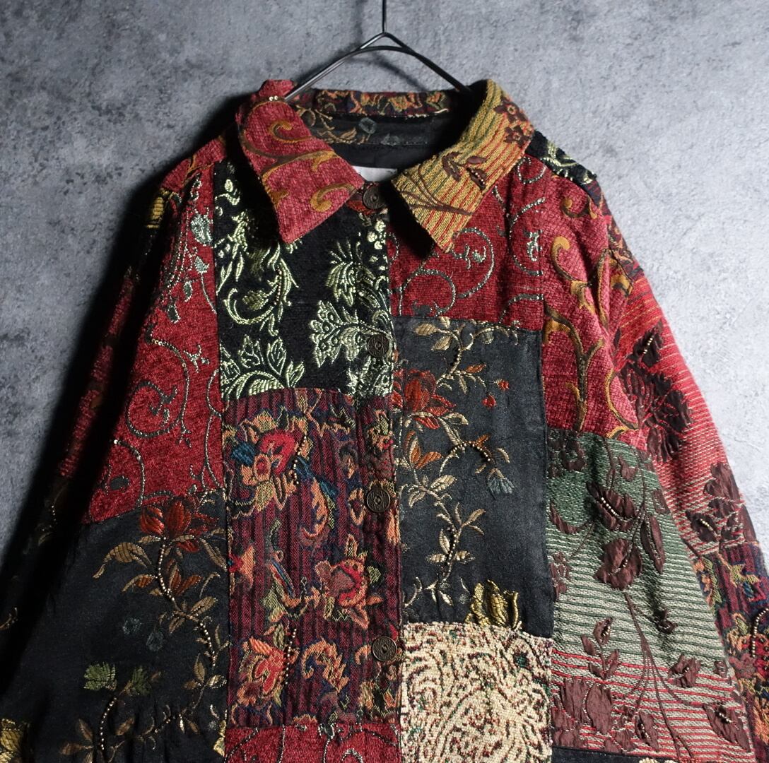 CHICO'S” Botanical & Paisley Patchwork Design Gobelin Jacket